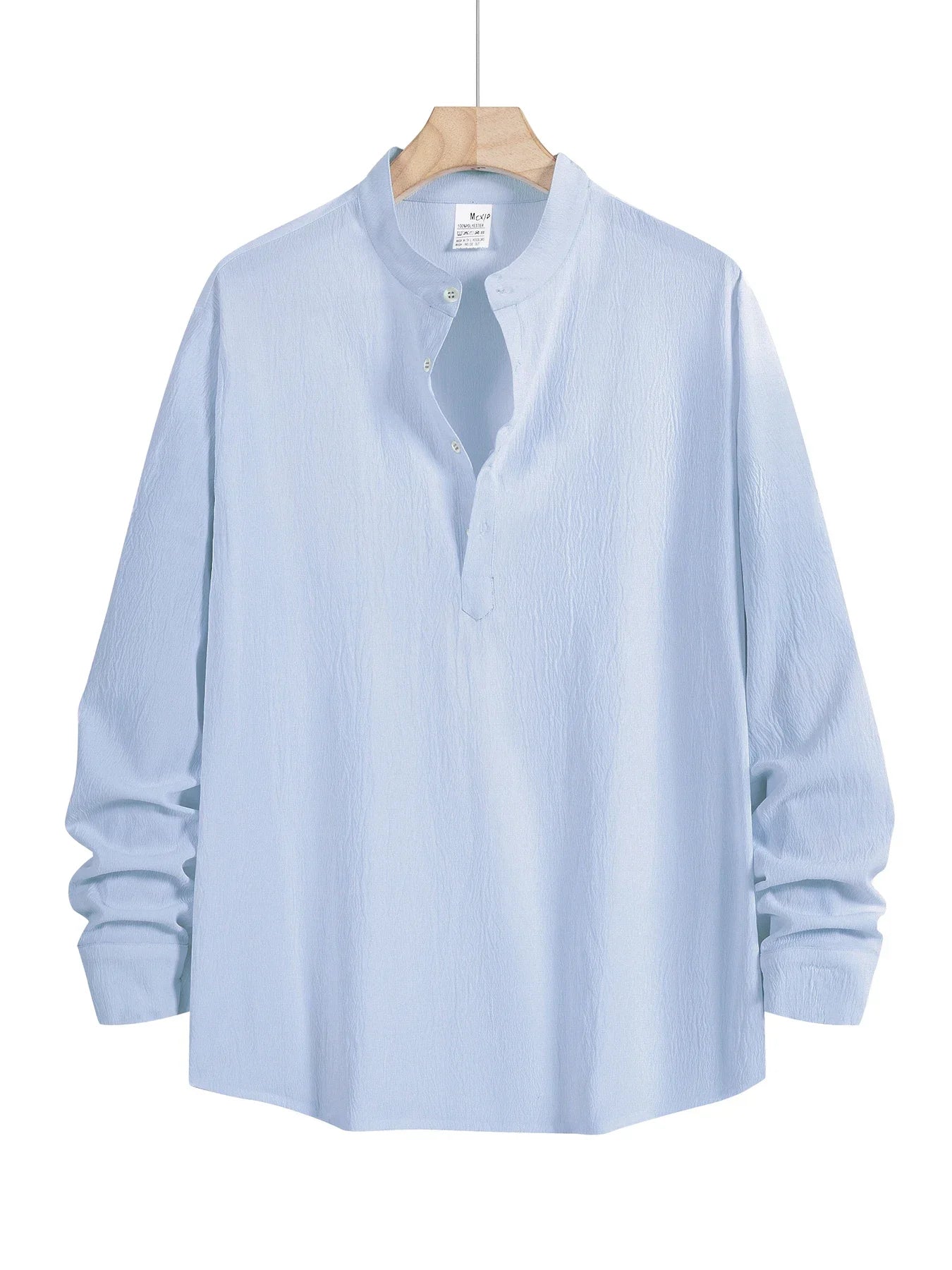 Men's Linen Shirt Summer 2025 Casual Short Sleeve Breathable Stand Collar Loose Fit Trendy Solid Color Youth Top with Pocket