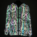 Drop shipping Holographic Reflective Jackets Men Techwear Night Walk Dance Hip Hop Breathable Hooded Coat Jaqueta Masculina