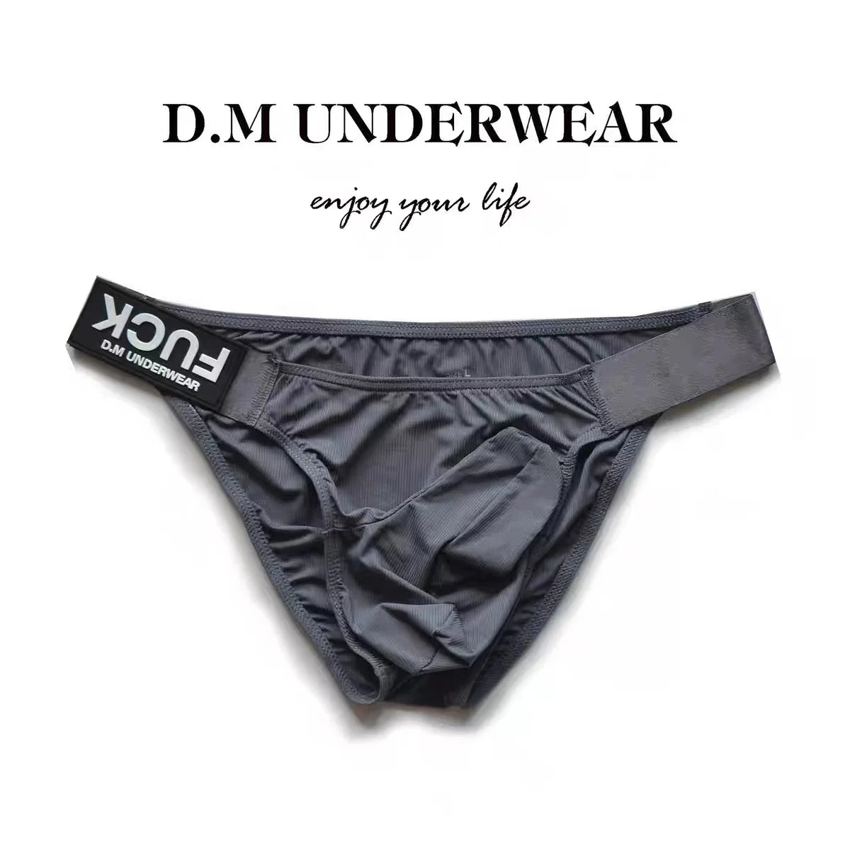 D. M Men's Underwear Ice Silk Breathable Thin Summer Elephant Nose Low Waist Personalized Letter Sports Triangle