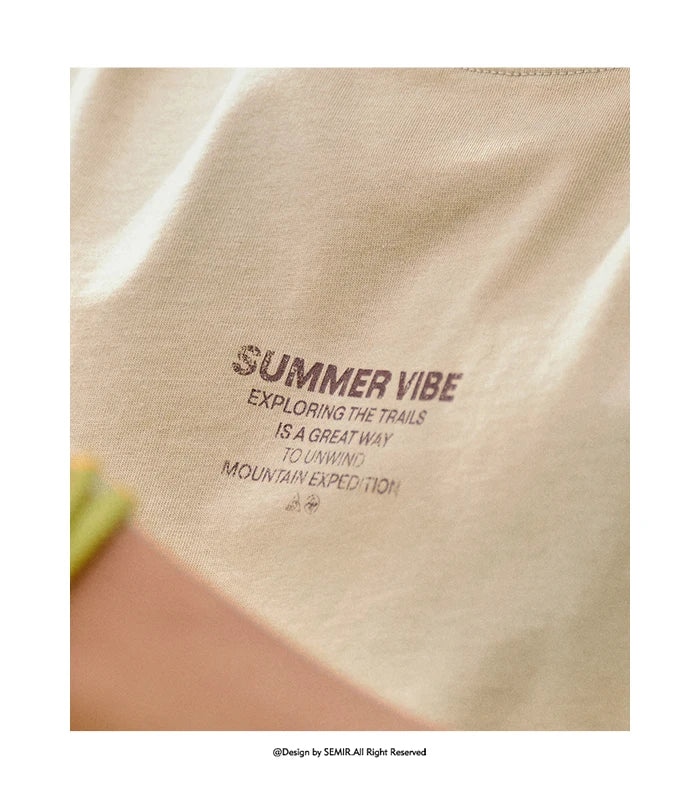 Semir Men T Shirts Short-Sleeve T-Shirt Summer New Arrival 2024 Loose Fit And Contrasting Print Design Simple Tee Top Men