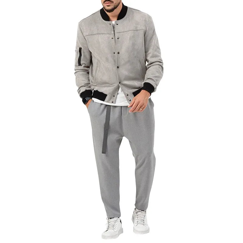 24  Autumn/Winter Suede Men's Button Cardigan Jacket Casual American