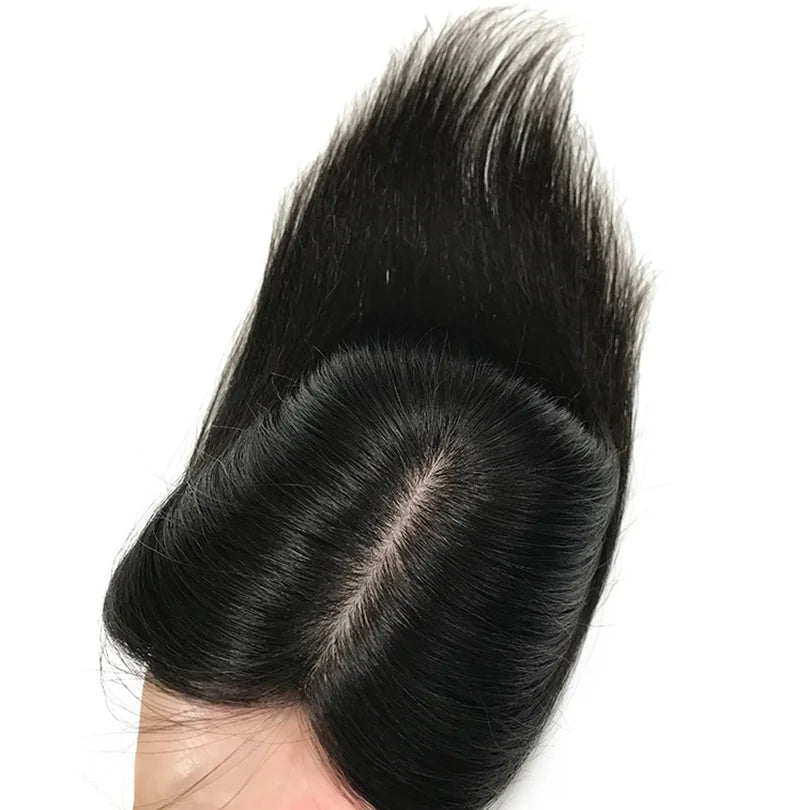 9x14cm Straight Silk Base Women Topper with Clips In Virgin European Human Hair Toupee for Women  20cm-40cm Hand Made