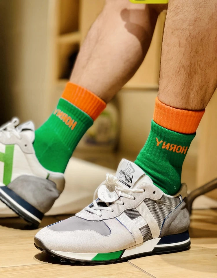 Socks Men Calcetines Hombre Basketball Socks Meias Masculina Casual Fashion Cotton Sock Sweat Sport Middle Tube Letter Socks