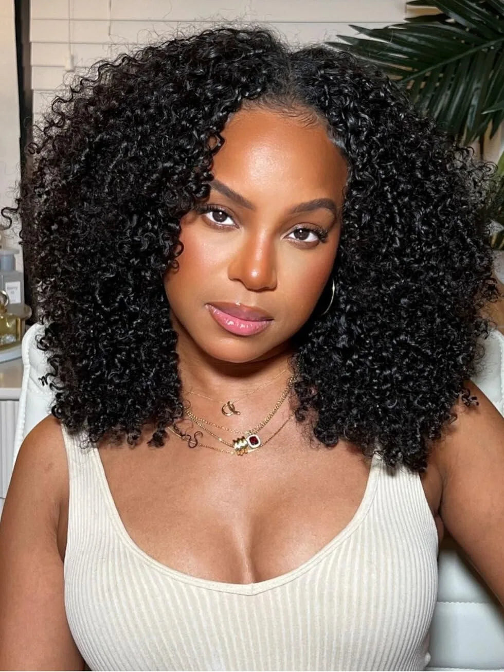 12A Jerry Curly V Part Wig Human Hair Upgrade U Part Human Hair Wigs Brazilian V Shape Kinky Curly Wig No Leave Out 200% Density