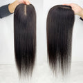 11x13cm Dark Brown Human Hair Topper Silk Base Hand Tied Silk Top Toupee Breathable Remy Hair Piece with Clips in for Women