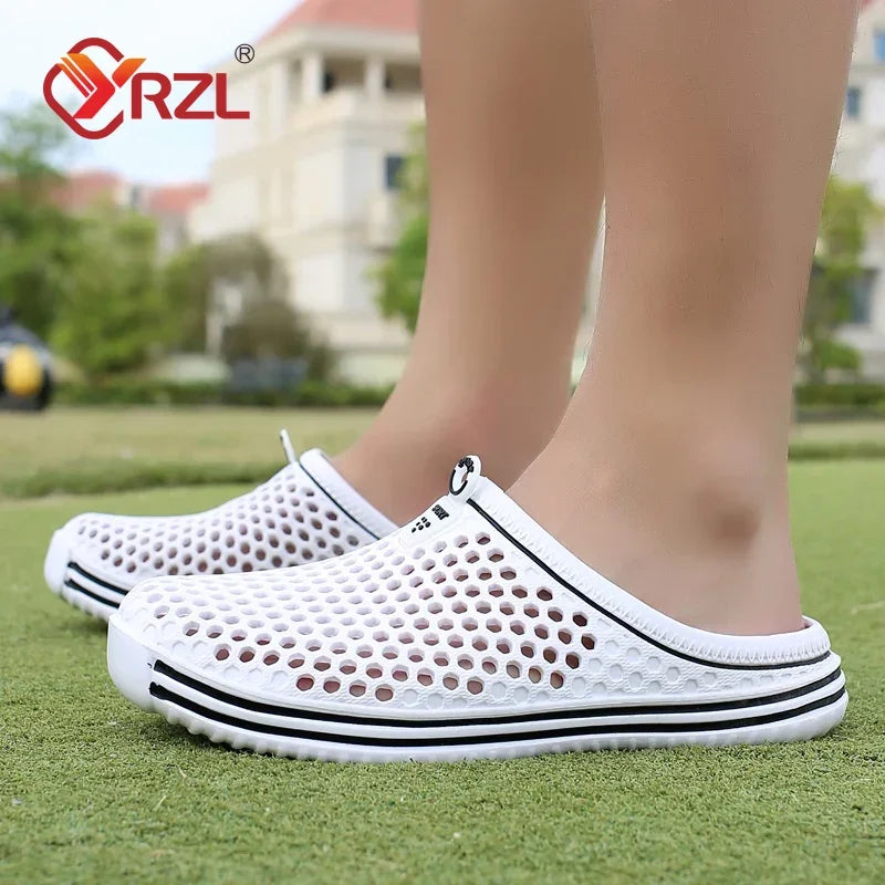 YRZL Mens Sandals Light EVA Summer Casual Shoes Hole Shoes Clogs Lovers Home Garden Outdoor Big Size 45 Male Beach Flat Slippers