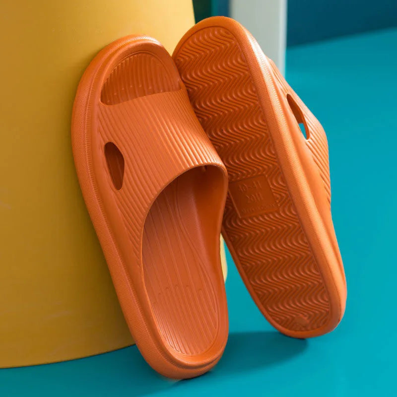 Soft Home Slippers Couples Summer Indoor Non-Slip Bathroom Slippers Solid Sandals Hotel Family Men Women Flip Flops Flat Shoes