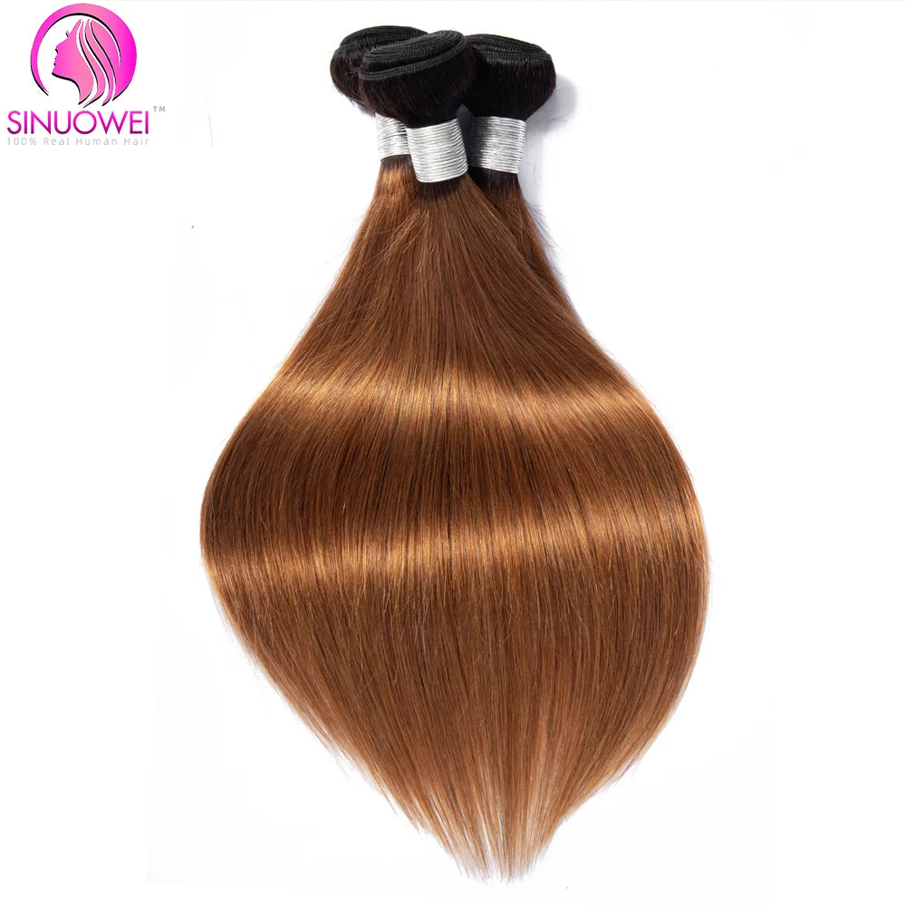 1B/30 Ombre Bone Straight Human Hair Bundles Brazilian Remy Human Hair Weave Extensions 2 Tone Brown Colored Bundles Human Hair