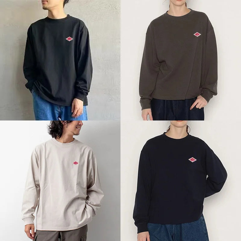 2025 Exported to Japan Spring Autumn Long Sleeved T-shirt  Men/Women Same Embroidery Brand Cotton O-Neck Loose Sweatshirt Tops