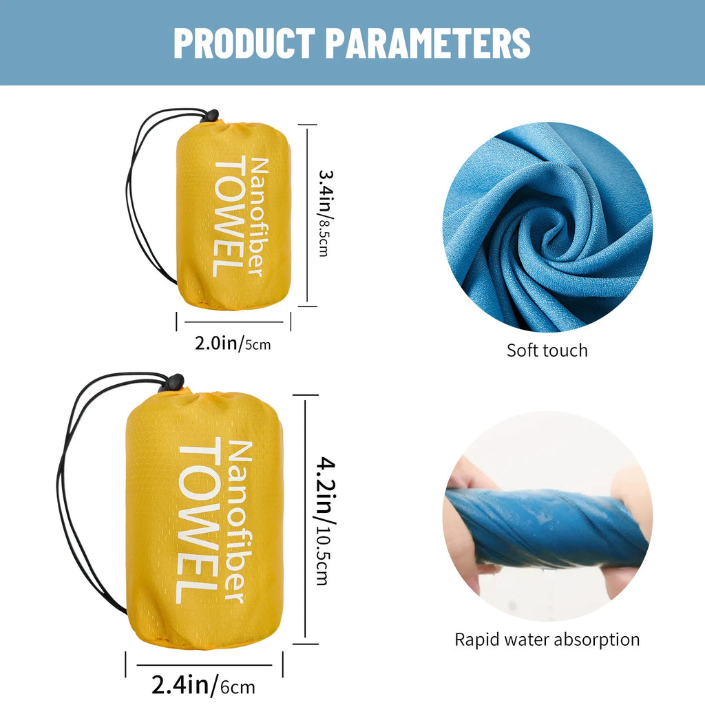 Quick Drying Absorbent Bath Towel，Portable Towel，Backpacking Hiking Swimming Compact Travel Breathable Beach Gym Yoga Towel