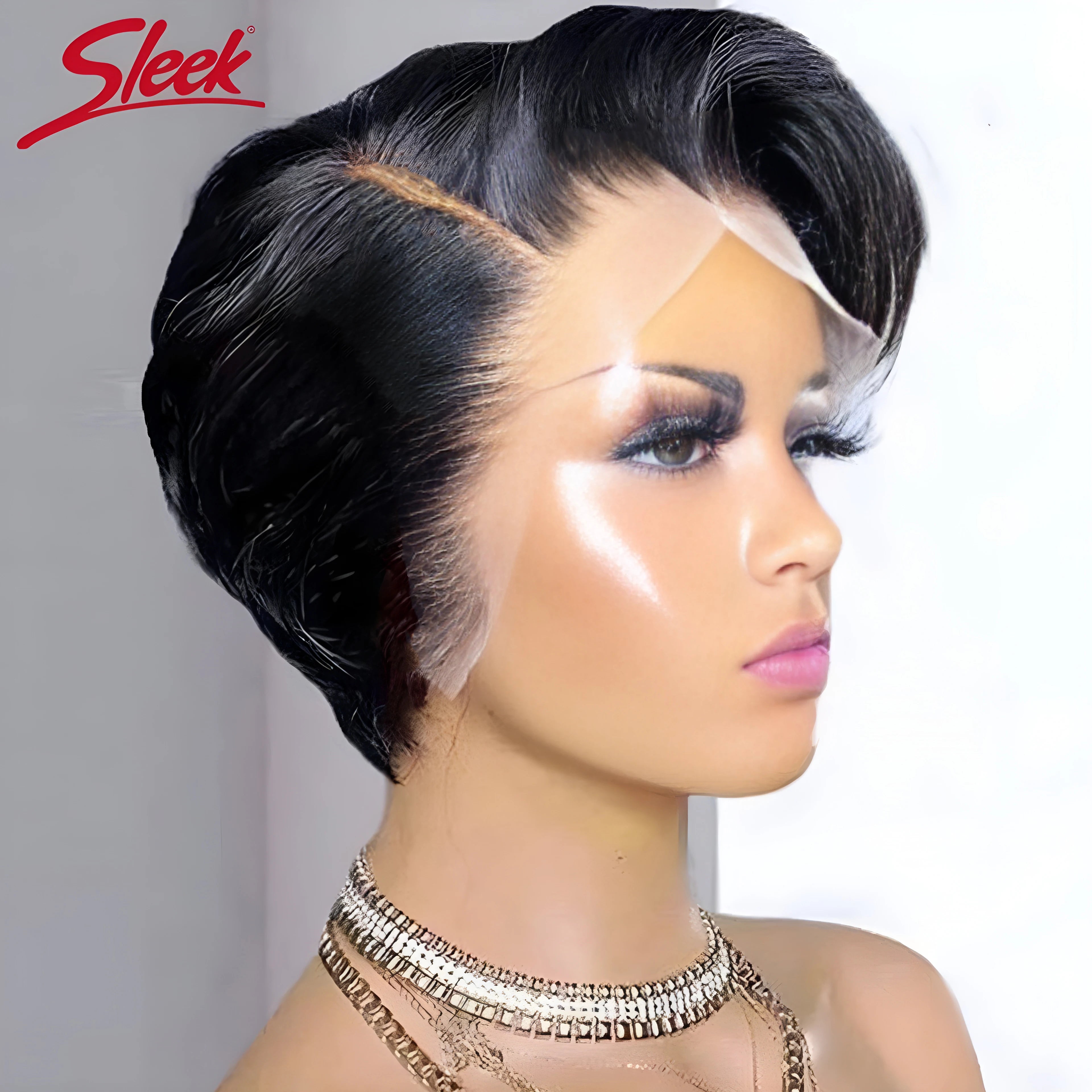 Sleek Blond 613 Short Pixie Cut Bob Wigs Lace Front T Part Human Hair Wigs Black Dark Wigs Brazilian Straight Grey Remy Hair Wig