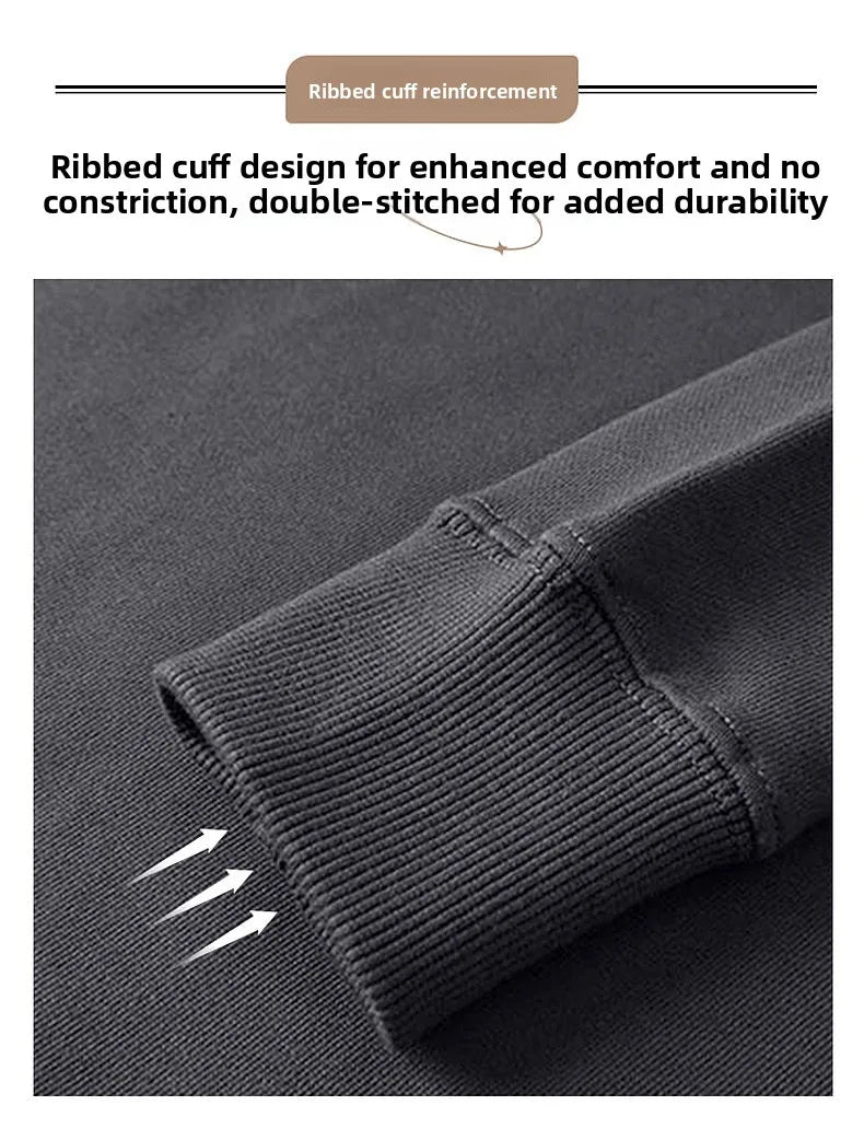 Loose Fit  Color Hoodl Sweatirt Long Sve round Ne Men's Autumn Winter Heavyweight Comfortable Antibacterial Ba...