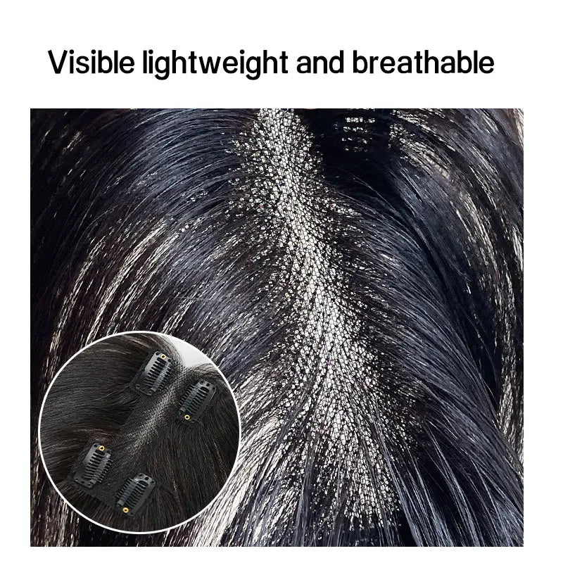 25cm 100% Human Hair 4clips Women's Natural Forehead Whitening Hair Enhancement Head Curtain 3D Eight Character Air Bangs