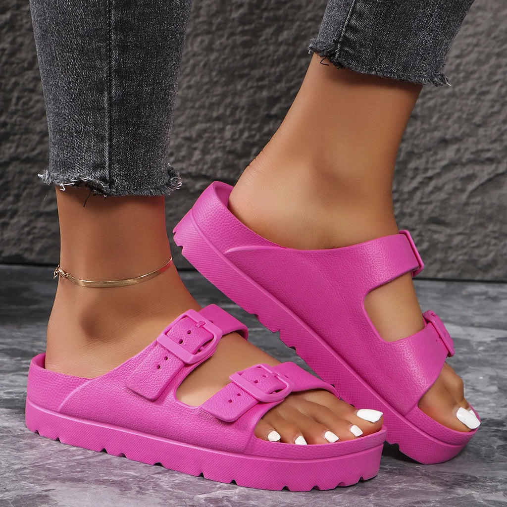 fashion Women Slippers Platform Beach Shoes Girl Outdoor Slides EVA flip flops For Home Shoes buckle Soft Thick Sole Sandals