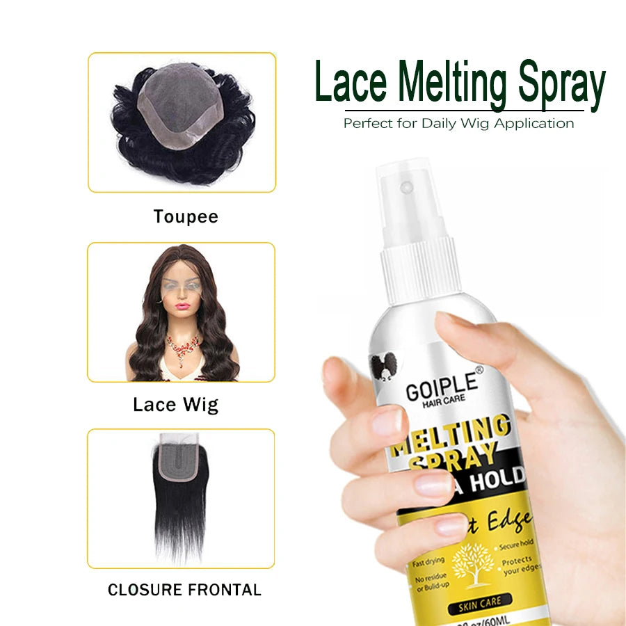 GOIPLE Waterproof Wig Glue Adhesive Extra Hold Melting Spray for Lace Front Hair Wax Stick Edge Control Gel Wig Installation Kit