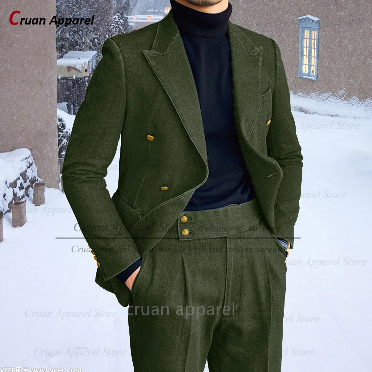 Newest Denim Fabric Suit Sets For Men Casual Activities Fashion Outfits Homecoming Male Daily Costumes Jacket Pants 2 Pieces