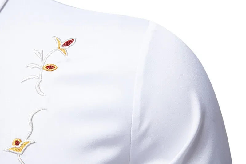 High Quality Men's Casual Long Sleeved Shirt Daily Floral Shirt Party Streetwear Embroidery Tops