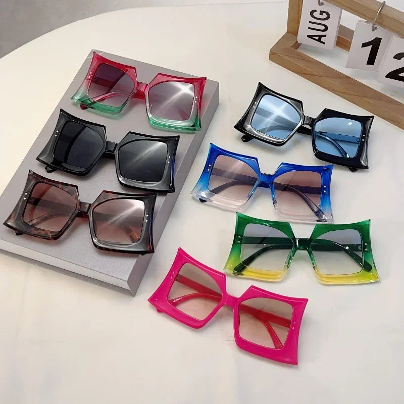 KAMMPT Oversized Special Shaped Sunglasses Women 2024 New Fashion Multi-color Sun Glasses Trendy Brand Designer Vacation Shades