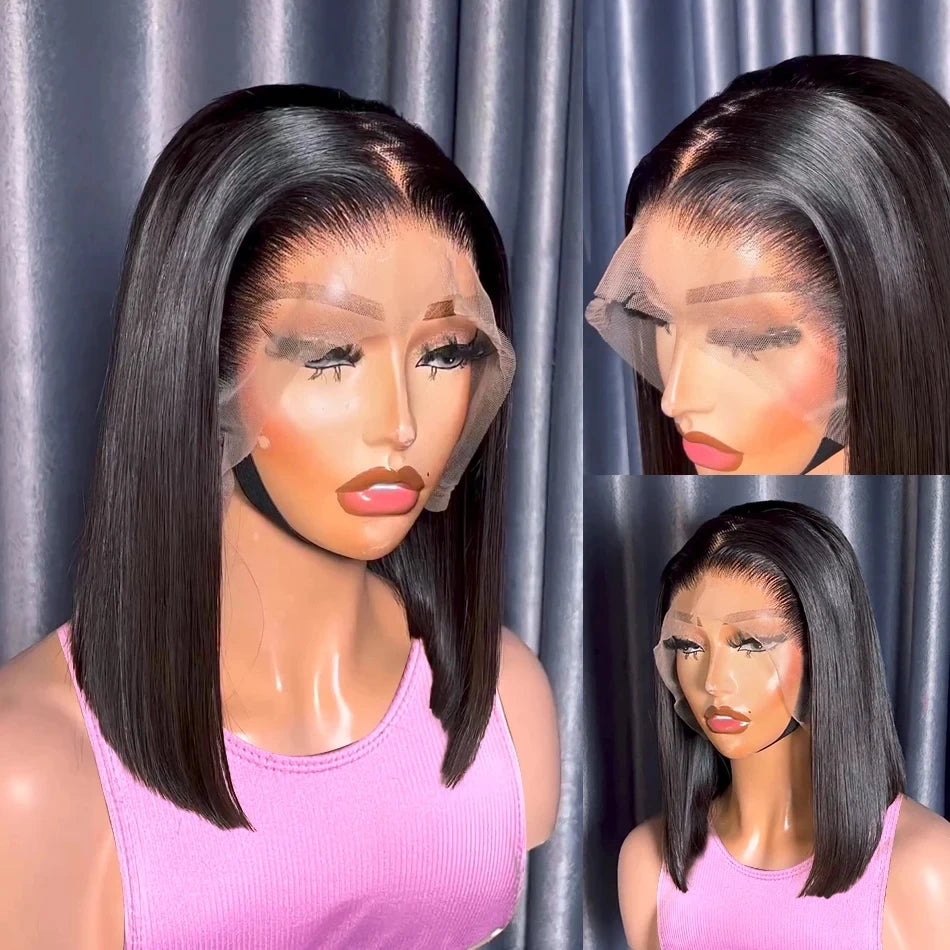 Wear Go Glueless 13x4 Bone Straight Bob Wig Lace Front Human Hair Wigs For Women Brazilian HD Transparent Lace Frontal Wig 180%