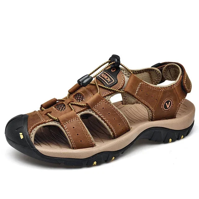 Classic Men's Sandals Summer Genuine Leather Sandals Breathable Men Cow Leather Shoes Men Sandals Soft Outdoor Men Roman Sandals