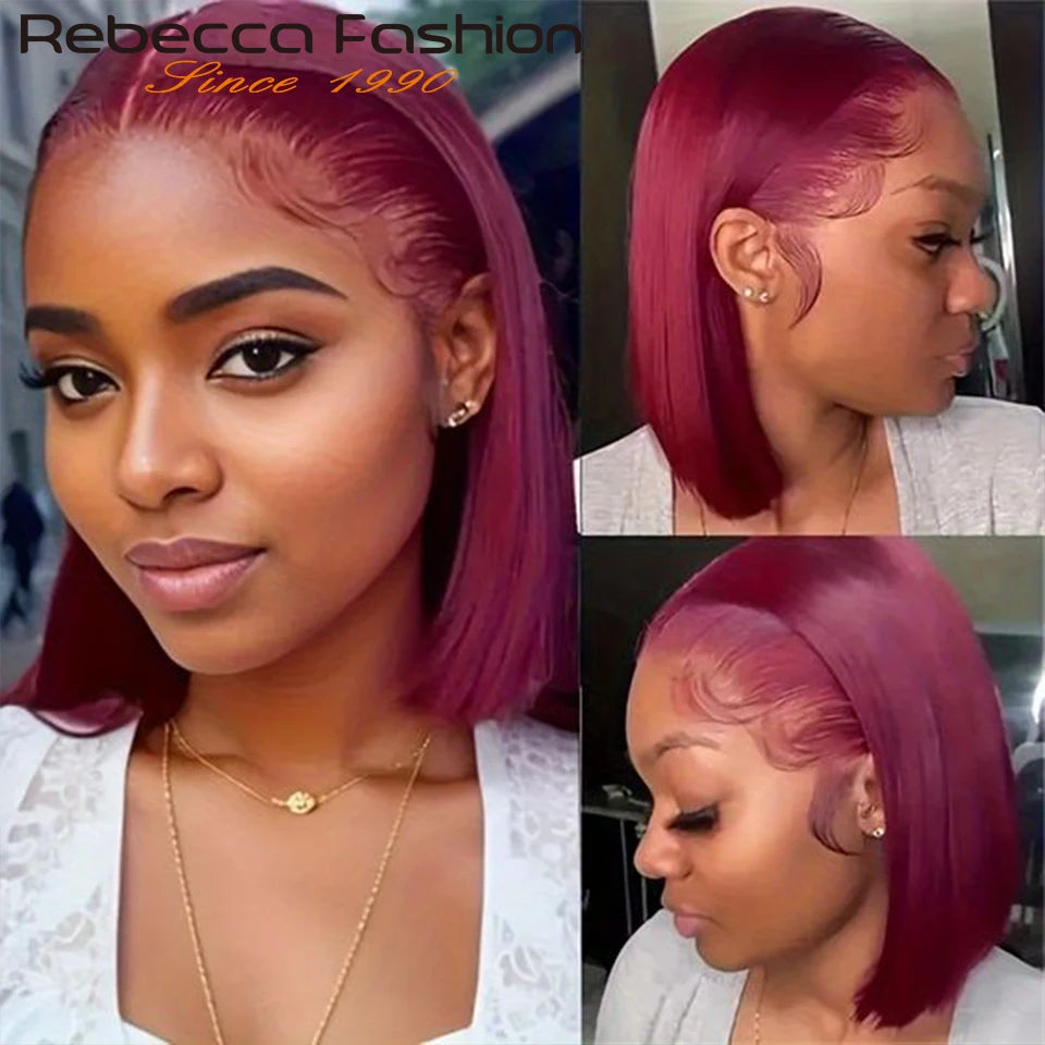 Straight Bob 100% Human Hair Lace Wig For Women Brazilian Remy Hair Middle Part Lace Easy Wear T Part Lace Wigs Clearance Sales