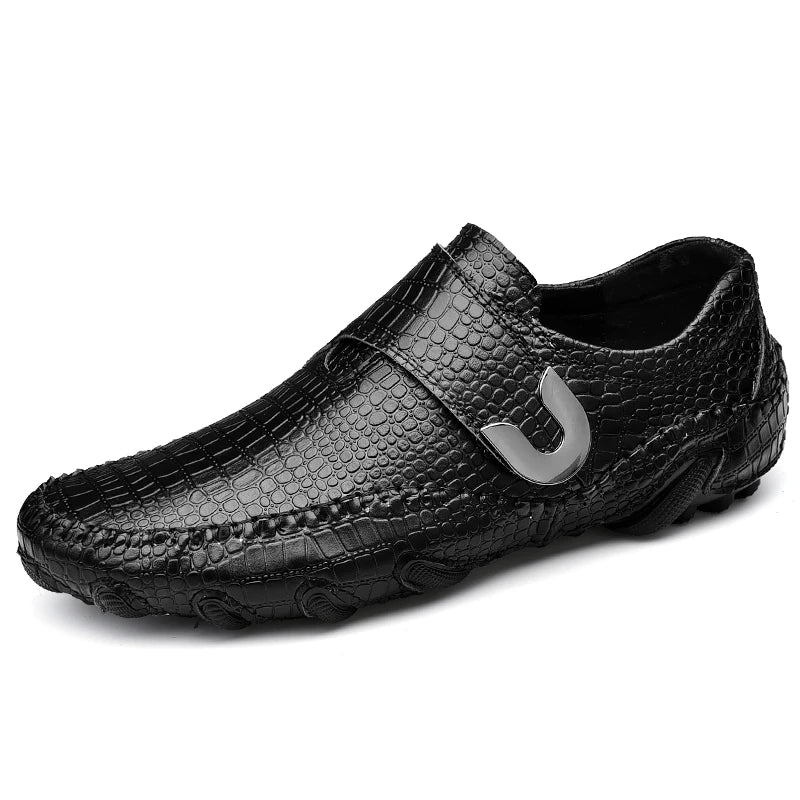 Crocodile Skin Loafer Shoes Men Genuine Leather Slip-on Moccasins Handmade Male Outdoor Casual Shoes Drive Walk Luxury Leisure