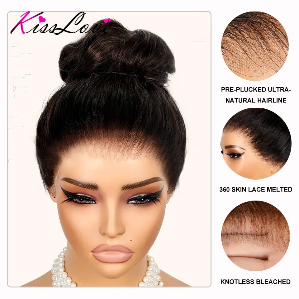 Straight Invisi Strap Snug Fit 360 Full Lace Wigs Pre-Everything HD Transparent Lace Frontal Wig Glueless Human Hair Ready To Go