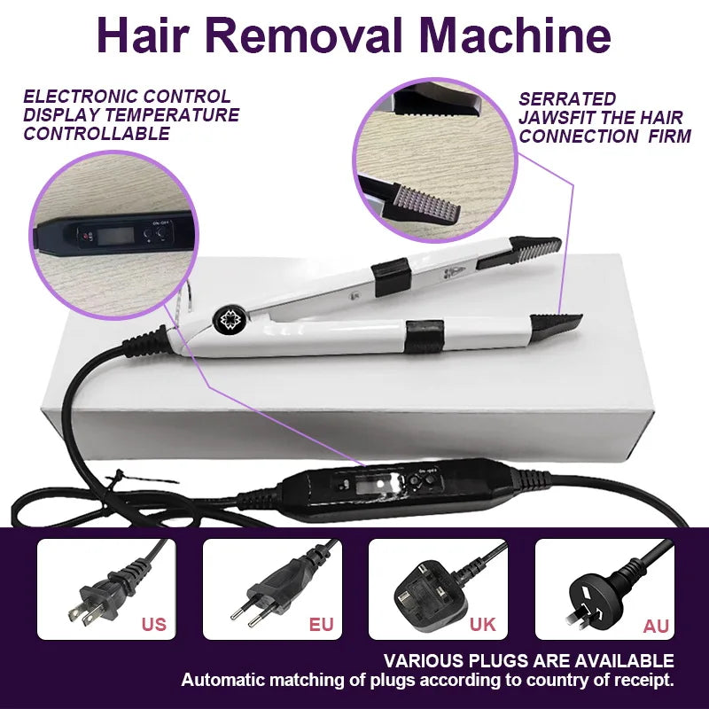 2026 UV V Light Hair Extension Set Wikytina Tools Kit, UV Extension Glue Long-Lasting Remover Machine - Salon Styling Tools