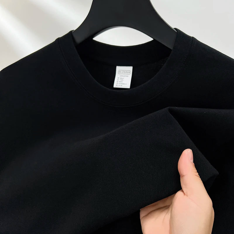 100% pure cotton short sleeved men's round neck T-shirt summer new high-end fashion youth couple loose casual breathable top
