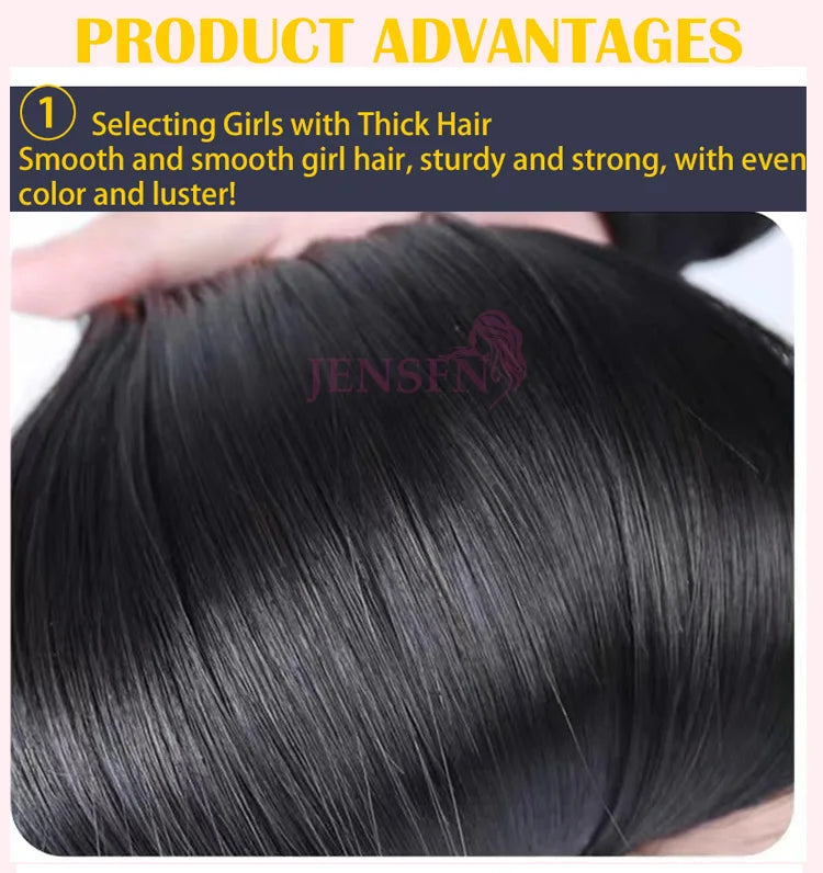 JENSFN  Bulk Hair Extensions Human Hair Straight  16"-26" Inch 50g/Strand  #613 60  Brown Blonde Color Hair Salon Supplies
