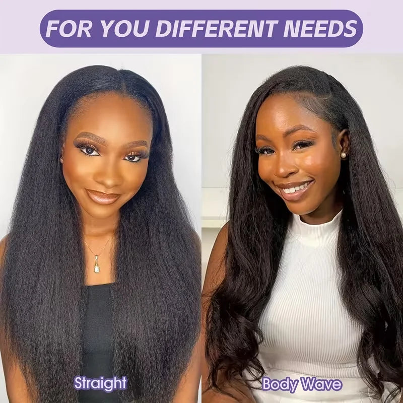 FRIZIRA kinky Straight V Part Brazilian Virgin Human Hair Wigs Glueless Upgrade U Part Wig Glueless V Shape Wig Natural Black