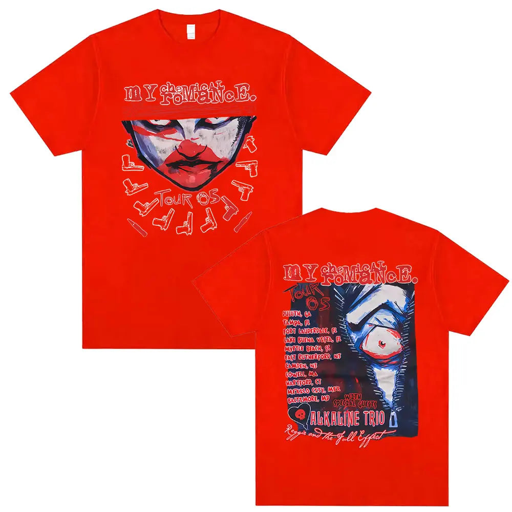 90s Punk Band My Chemical Romance Tour 2005 T-shirt Men Women Gothic Fashion Street Oversized Tshirt Male Soft Cotton T Shirts
