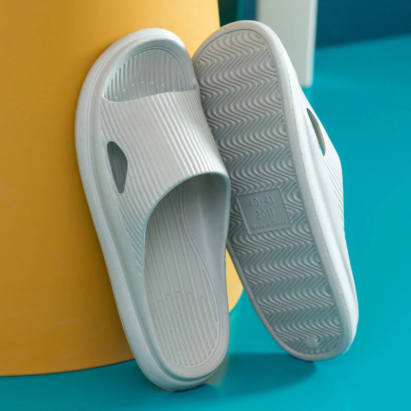 Soft Home Slippers Couples Summer Indoor Non-Slip Bathroom Slippers Solid Sandals Hotel Family Men Women Flip Flops Flat Shoes