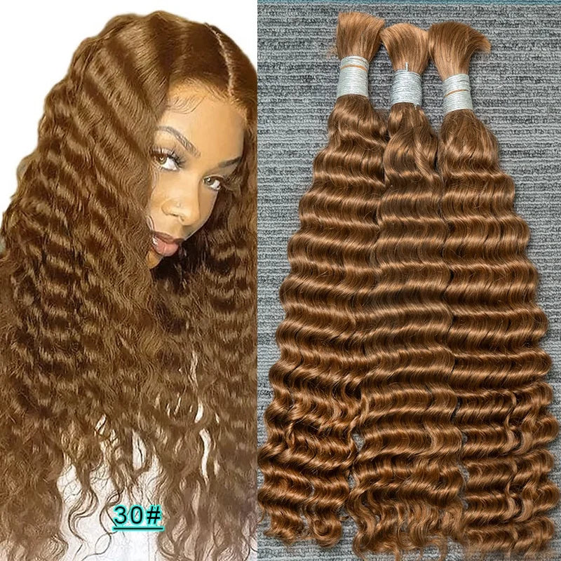 Wholesale Red Deep Wave Hair Bulk for Boho Braids 100% Human Hair Extensions No Weft Blonde Red Curly 613 Vietnamese Hair 30inch