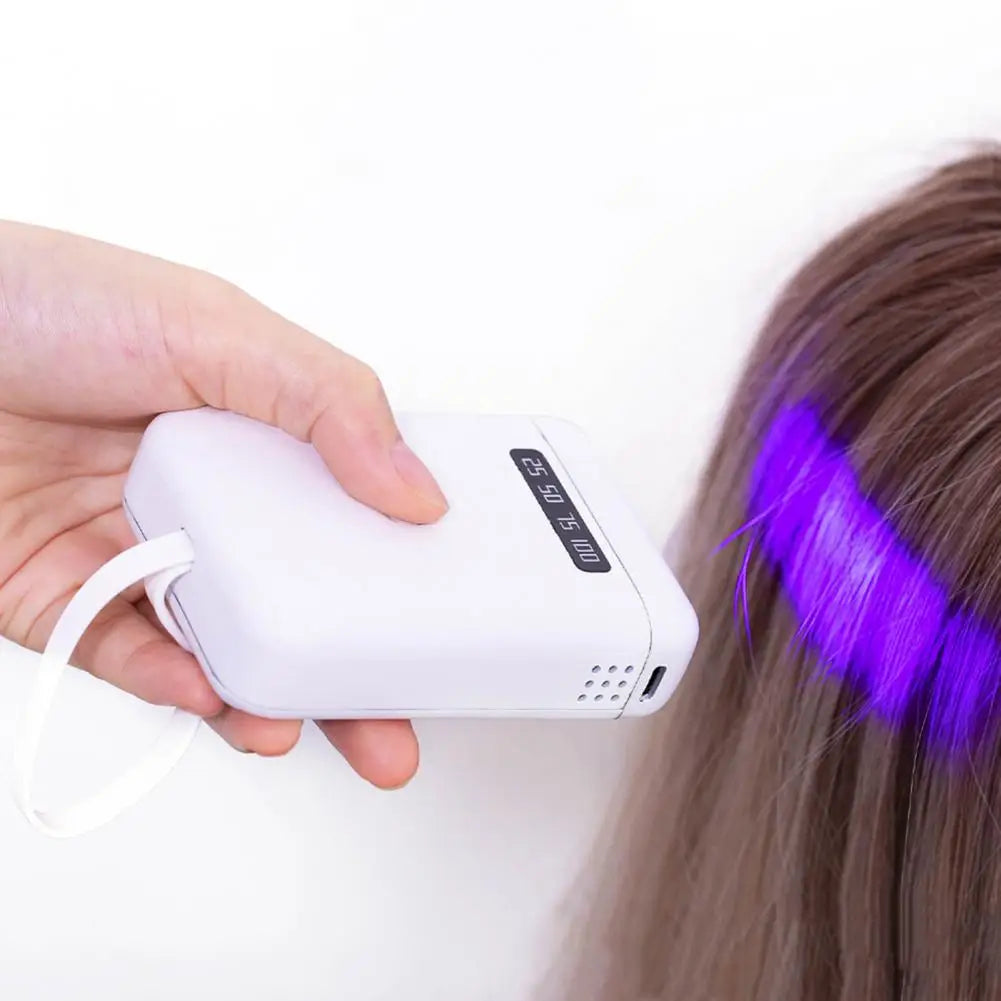 405nm 9.5*6.5cm LED Hair Extension Lamp 5000mAh Rechargeable UV Light Hair Extension Machine Home Handheld Wig Glue Curing Lamp