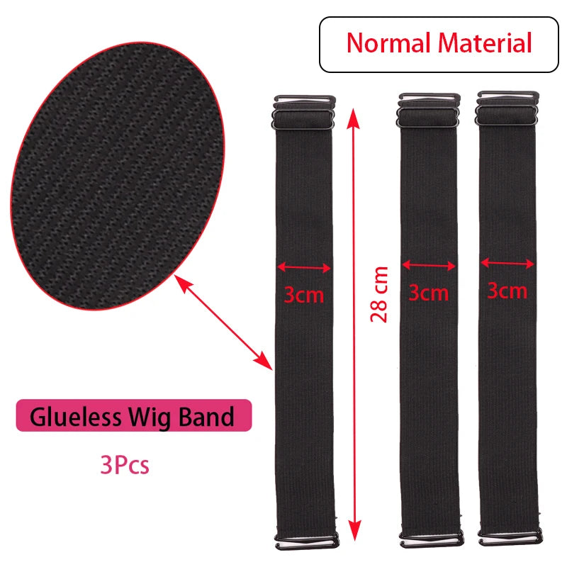 3Pcs 5Pcs Adjustable Elastic Band For Wigs Sewing Black Wig Band 2.5Cm, 3Cm, 3.5Cm Width Wig Accessories Wig Fixed Material