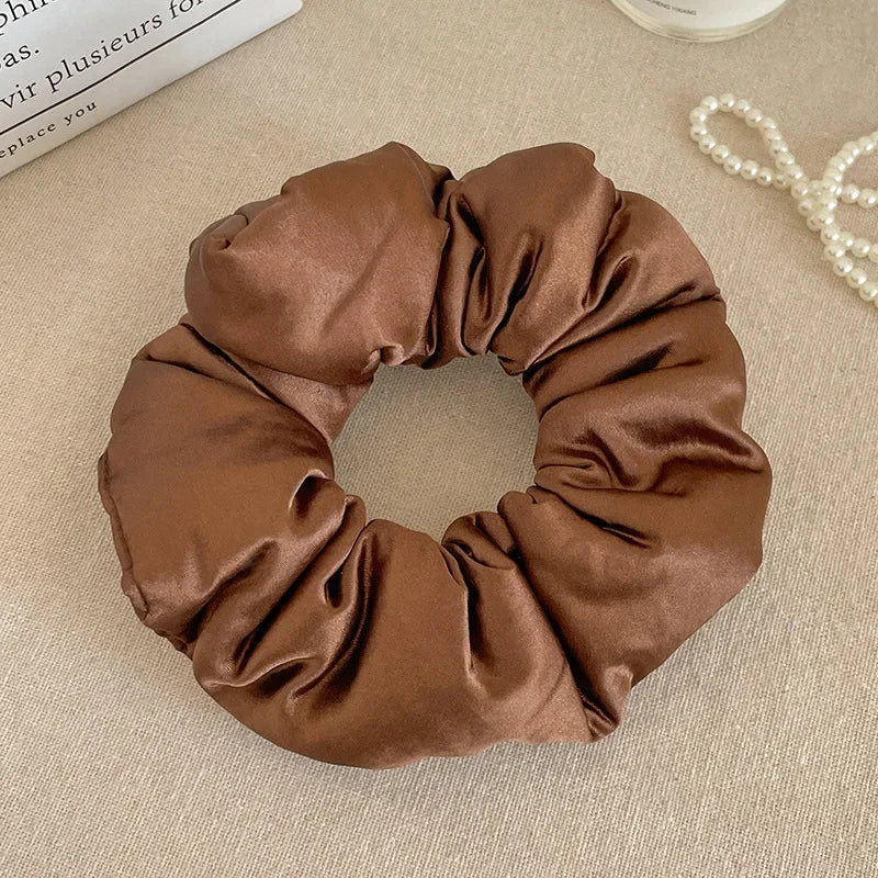 2024 Pillow Sleep Headband Elastic Ponytail Scrunchie for Women Hair Accessories Girls Soft Solid Satin Filled Cotton Big Bands