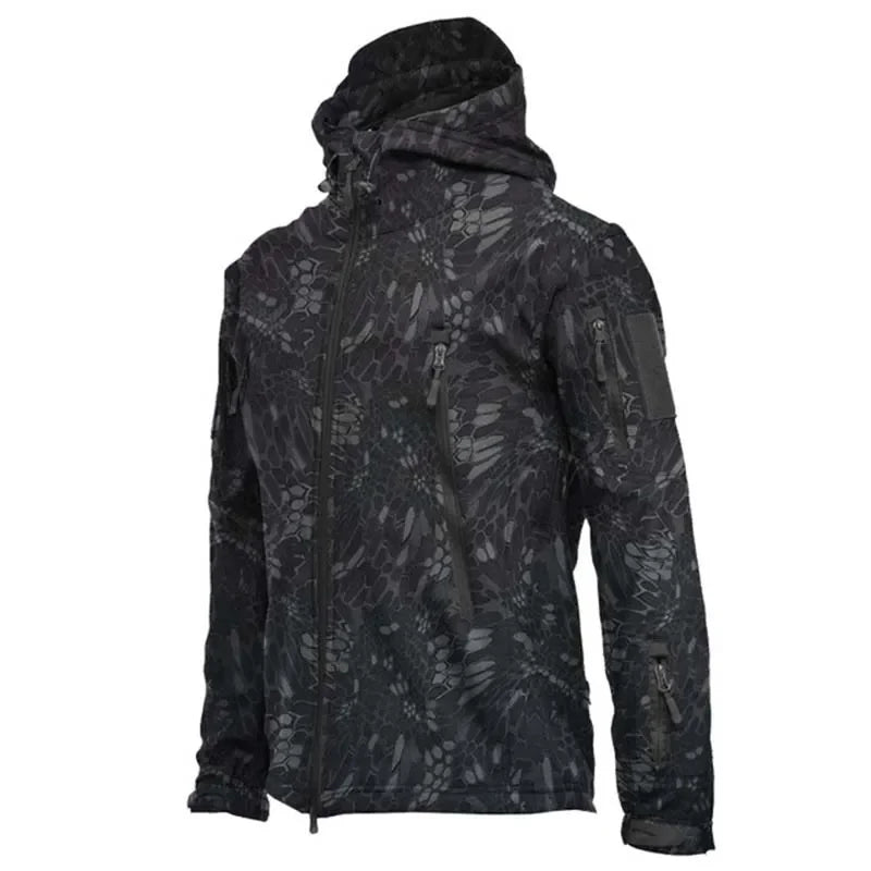 2025 New Fashionable Shark Skin Soft Shell Jacket Men's Tactical Windproof Waterproof Jacket Men's Jacket Hooded Jacket S-XXXXL