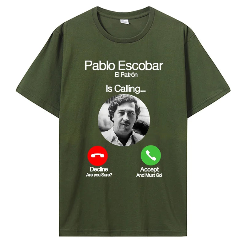 Pablo Escobar Calling Men T Shirt Dropshipping Crossfit Men Cotton Tshirt Tees Tops Anime Harajuku Streetwear