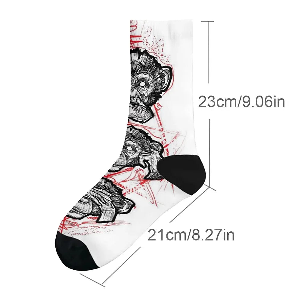 New and interesting men's socks, retro fun art gorilla, street hip-hop style, comfortable and breathable, outdoor leisure sports