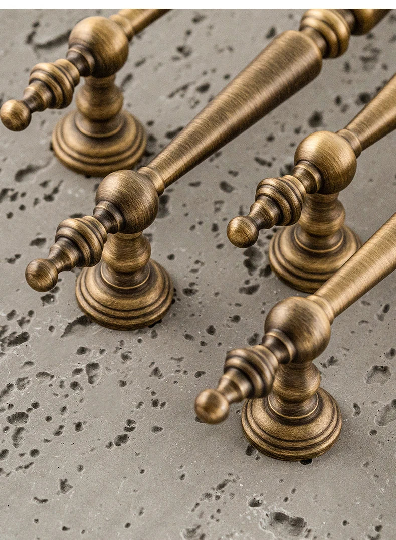 European  Vintage Bronze / Vertical lines Solid Brass Drawer Knobs T bar Handle Bedroom Pulls Kitchen Cabinet Door Handle Pull