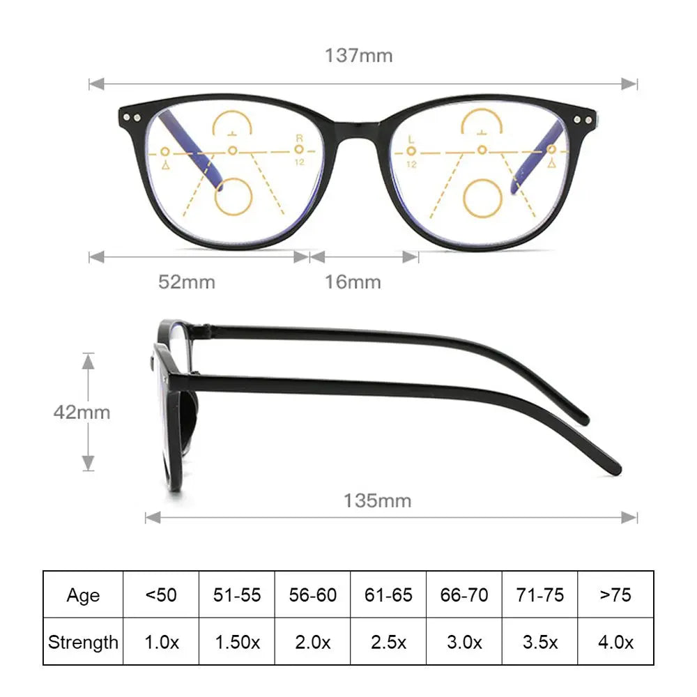 1PC Progressive Multifocus Reading Glasses Blue Light Blocking Computer Glasses Fashion Readers Eyewear With Spring Hinge