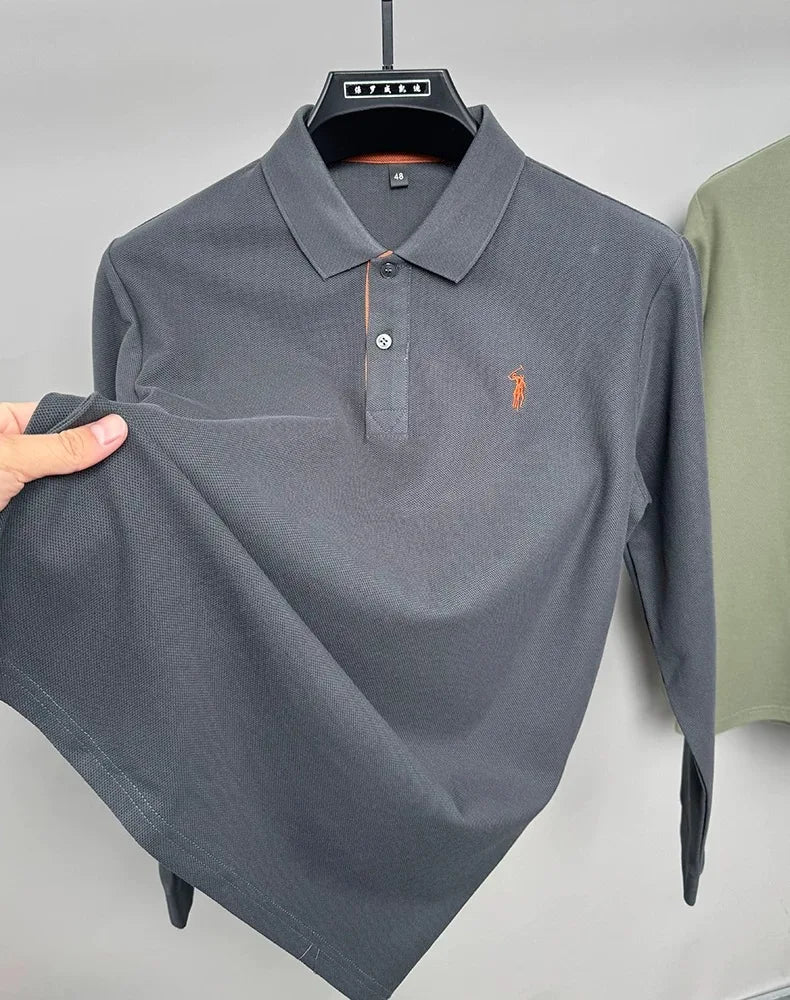 High end brand 100% cotton long sleeve polo shirt men's autumn fashion designer new Paul Pony embroidery casual golf T-shirt
