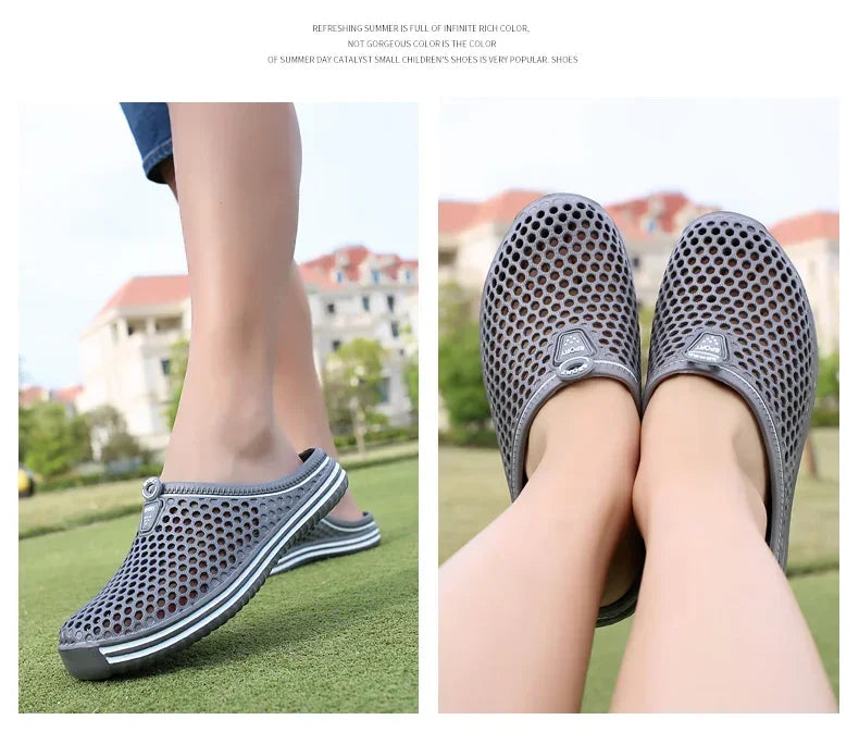 YRZL Mens Sandals Light EVA Summer Casual Shoes Hole Shoes Clogs Lovers Home Garden Outdoor Big Size 45 Male Beach Flat Slippers