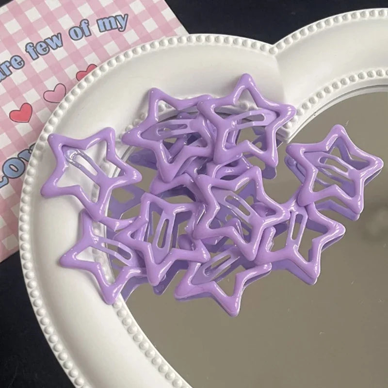 Y2K BB Star Hairclips Girls Colorful Cute Star Barrettes Women Simple Metal Snap Clip Headdress Hair Jewelry Accessories