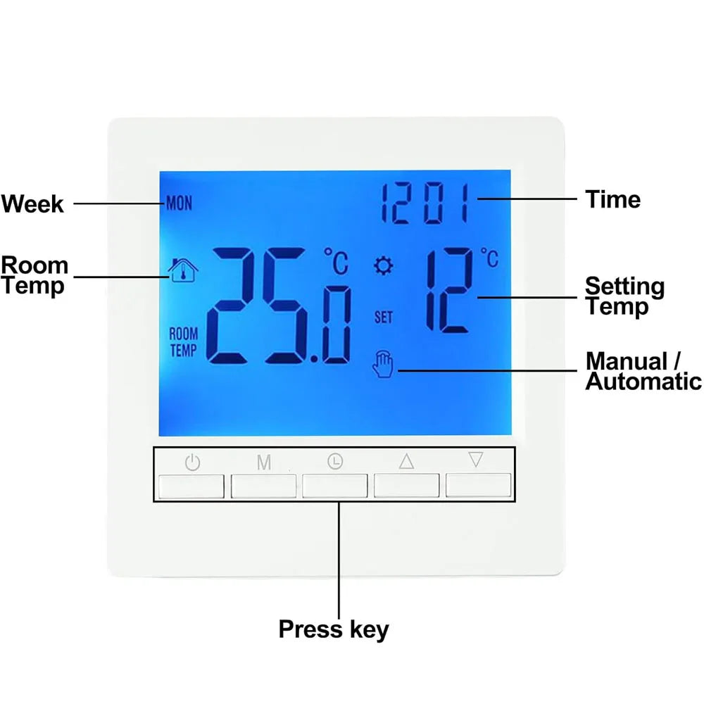 Digital Smart Thermostat Programmable Gas Boiler Heating Temperature Regulator Hand Controller Battery Thermostat with Kid Lock