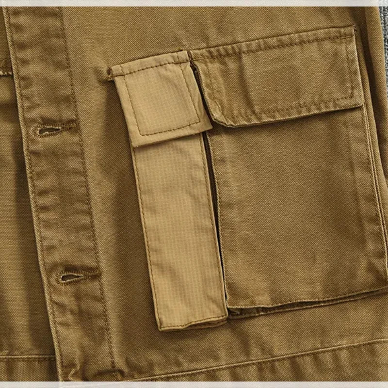 Patchwork stitching vest vest Spring and autumn men and women couples American outdoor multi-pocket sleeveless coat
