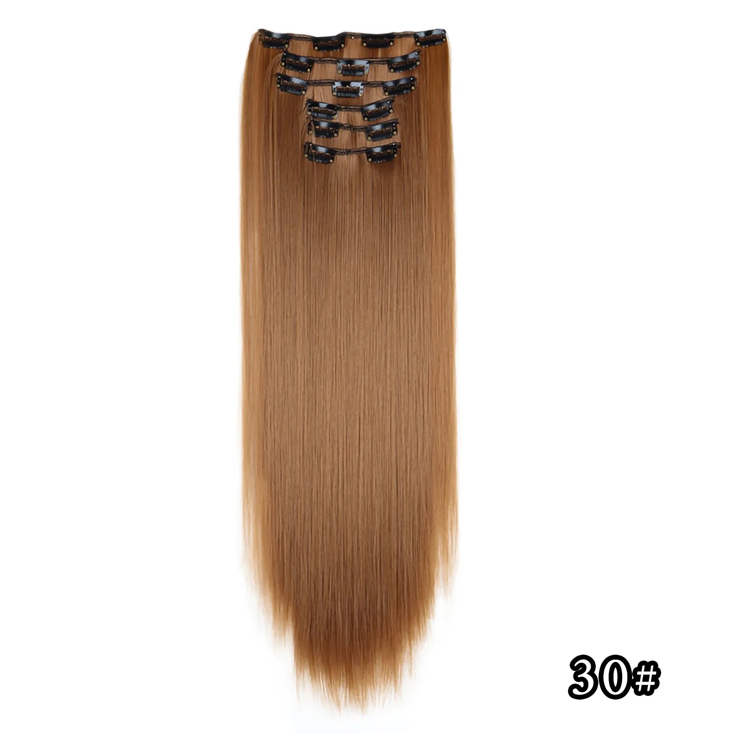 16 clips Synthetic Long Straight Hair Extensions Clips in Hair Black Brown 6Pcs/set Hairpiece for Women