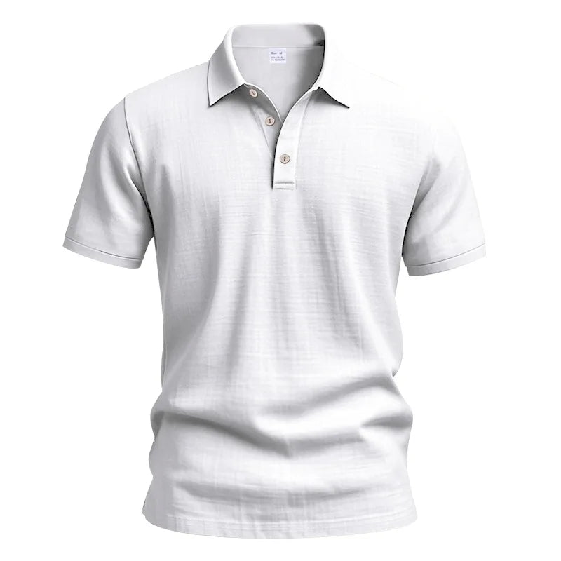 2025Summer New Men's Shirt British Style Loose Trendy Breathable Linen Casual Polo Collar Series POLO Shirt Short Sleeve