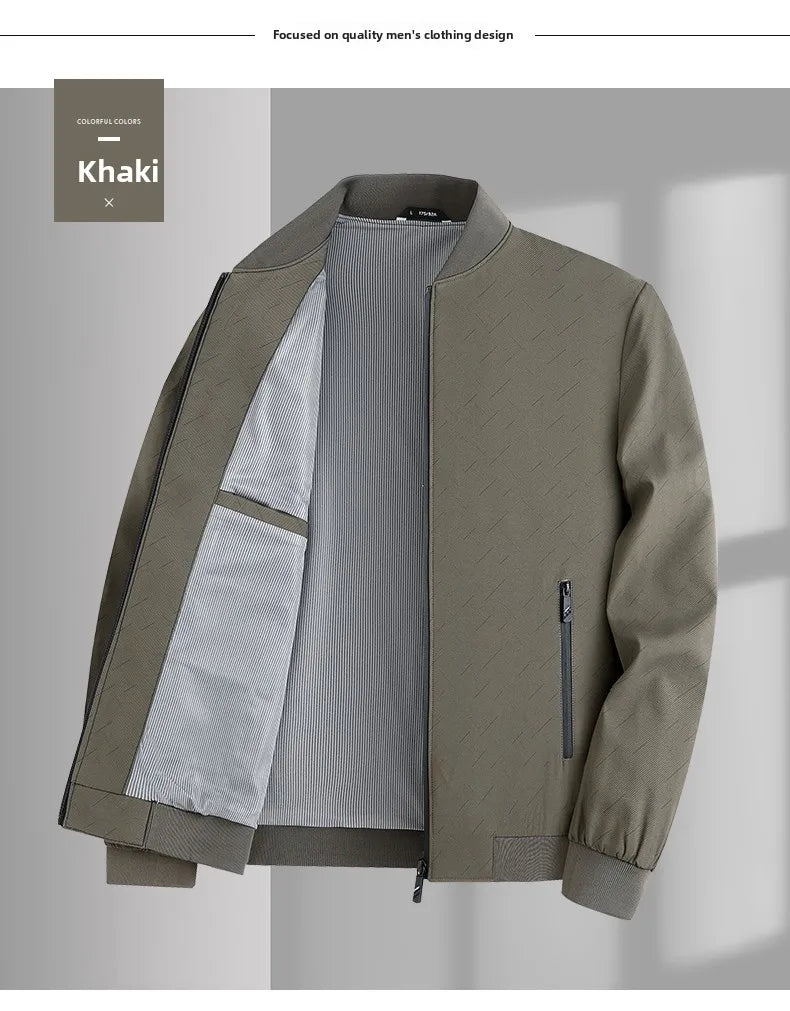 Premium Anti Wrinkle Waterproof Men Blazer Jacket Middle Aged Windbreaker Baseball Collar Business Casual Lightweight Coats